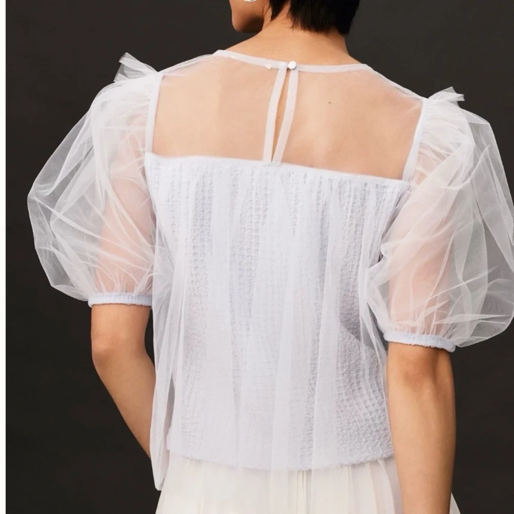 Elegant Sheer Puff Sleeve Top